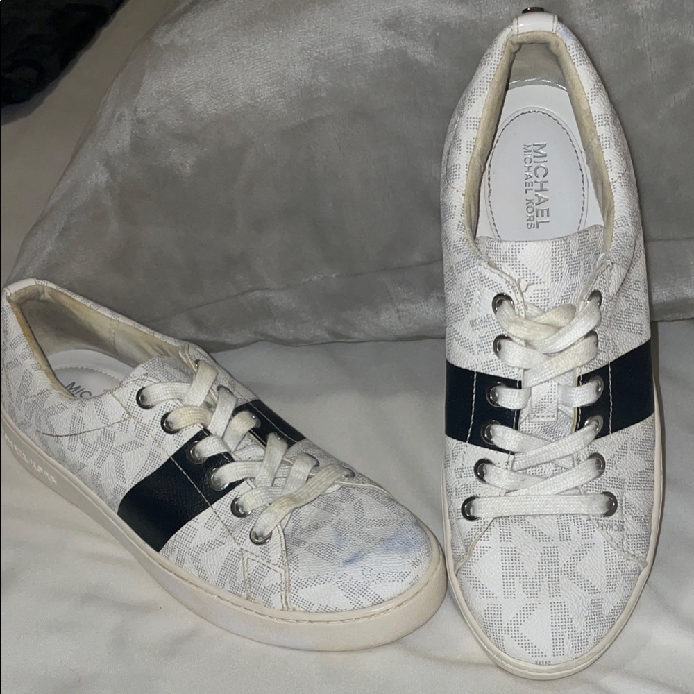 Michael Kors Monogram White and Black Sneakers